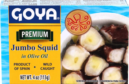 Goya Foods Octopus Style Squid Pieces in Olive Oil, 4 Ounce (Pack of 25)