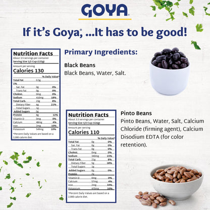 Goya Canned Beans Variety Pack, Black Beans & Pinto Beans, Pantry Staples for Soups, Rice Dishes & Everyday Meals, 15.5oz Each