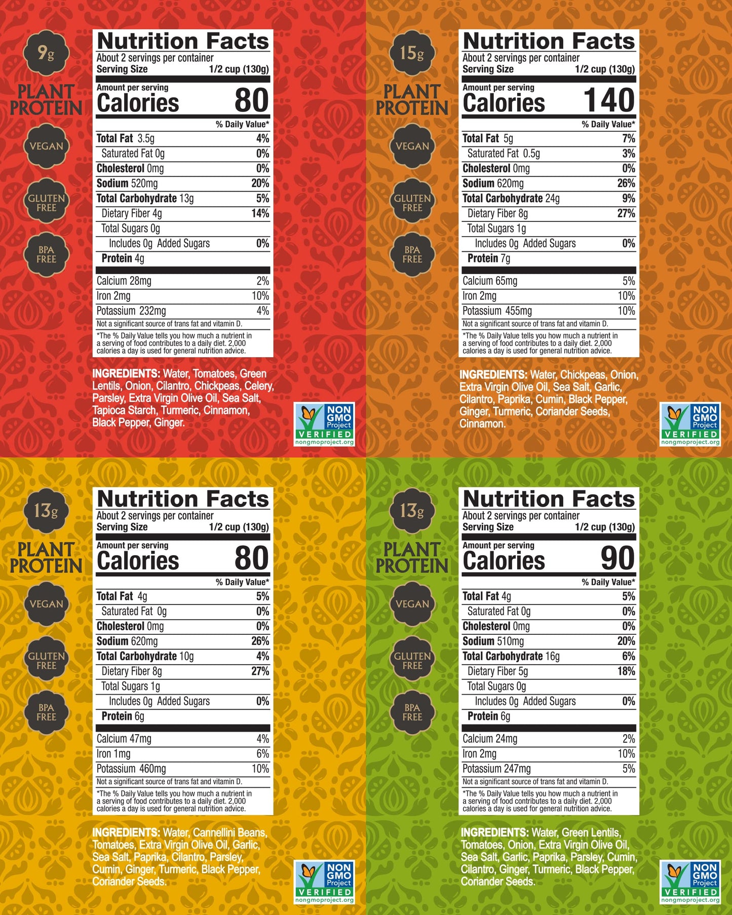 Mina Moroccan Lentils, Chickpeas, White Beans & Harira - Healthy Snacks Variety Pack of 8 (10 oz), Lentils Ready to Eat, Vegan Protein, Gluten-Free Instant Food, Microwave Meals, Non-GMO, Kosher