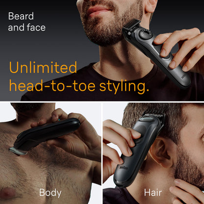 Braun All-in-One Style Kit Series 5 5471, 8-in-1 Trimmer for Men with Beard Trimmer, Body Trimmer for Manscaping, Hair Clippers & More, Ultra-Sharp Blade, 40 Length Settings, Waterproof