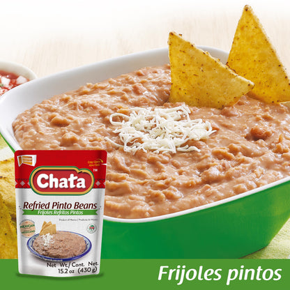 Chata Mexican Refried Pinto Beans, Authentic Mexican Flavor, 15.2 oz (Pack of 5)