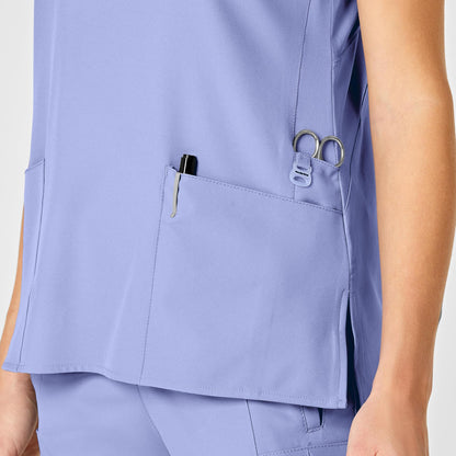 WonderWink W123 Women's Flex Back Stylized V-Neck Scrub Top, Ceil Blue, 2X