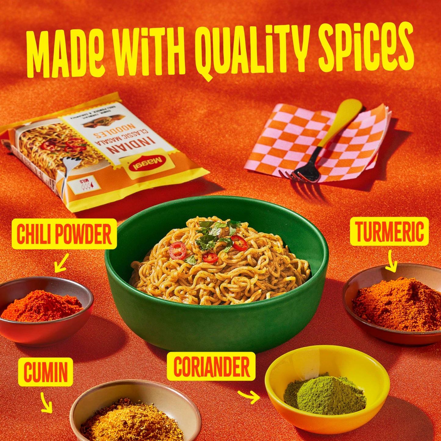 Maggi Indian Classic Masala Noodles, Instant Noodles, 3 Min Indian Noodles, Mildly Spicy, 24Pk
