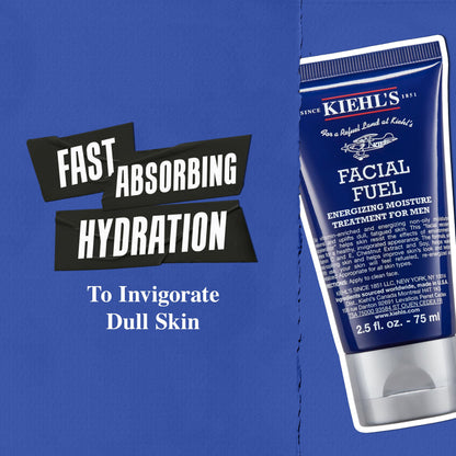Kiehl's Facial Fuel Moisturizer, Men's Face Cream, with Vitamin C and Caffeine that Contain Antioxidants to Help Energize and Reduce Dullness, Non-Greasy, Paraben-free, Sulfate-free