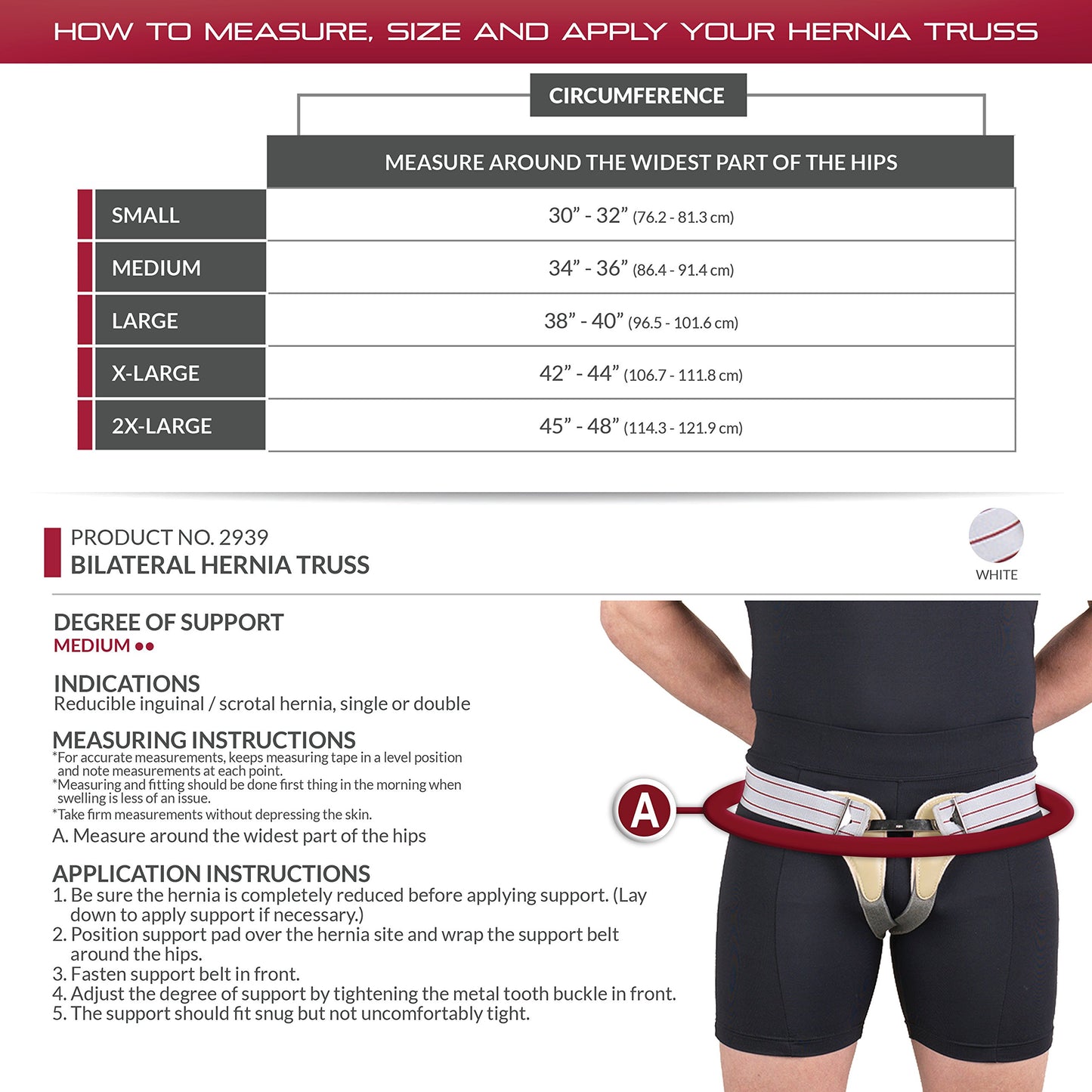 OTC Hernia Truss, Single or Double Herniation, Inguinal Scrotal Treatment, Medium