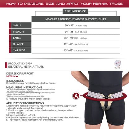 OTC Hernia Truss, Single or Double Herniation, Inguinal Scrotal Treatment, Medium