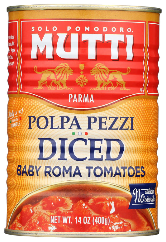 Mutti Diced Baby Roma Tomatoes, Vegan Friendly, Gluten Free & Non-GMO, 14 Ounce (Pack of 6)