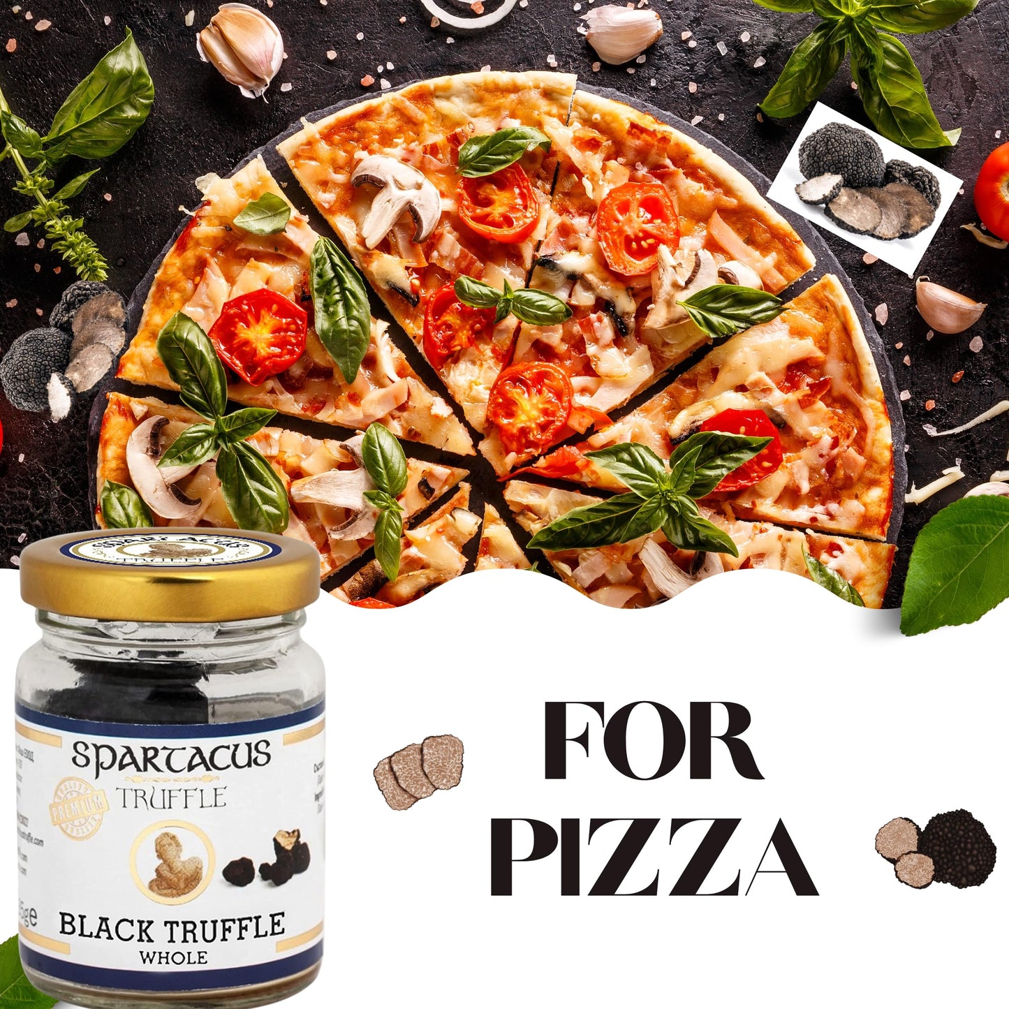 Spartacus Truffle Black Whole Truffle in Olive Oil – Italian Gourmet Delicacy – Authentic Fine Dining Ingredient – Exquisite Black Truffles for Chefs & Food Lovers – Gift Jar
