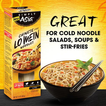 Simply Asia Lo Mein Noodles, Chinese Style, No MSG, For Cold Noodle Soups, Vegetable Lo Mei, Chicken Lo Mein & Stir-Fries, 14 oz