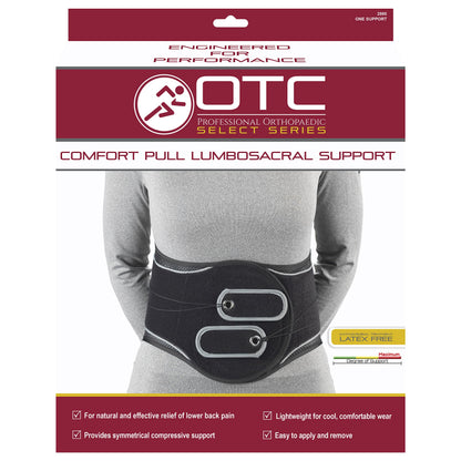OTC Lumbosacral Back Brace, Adjustable Comfort Pull Maximum Support, Small, Black