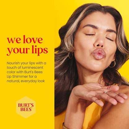 Burt's Bees Lip Balm, Moisturizing Lip Shimmer for Women, for All Day Hydration, with Vitamin E & Coconut Oil, 100% Natural, Apricot, 0.09 Ounce