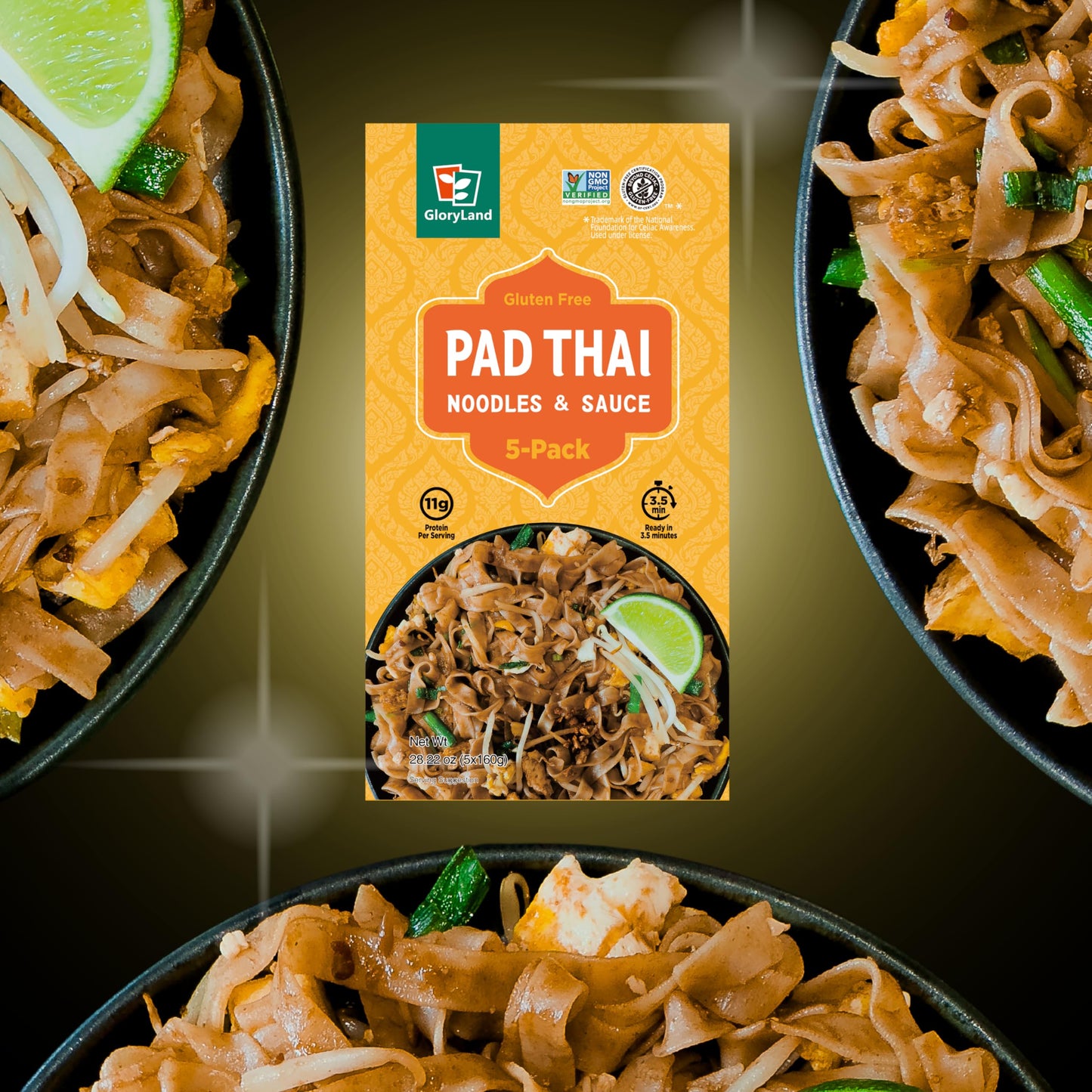 Gloryland Pad Thai Noodles and Sauce Meal Kit (28oz) - Pack of 5
