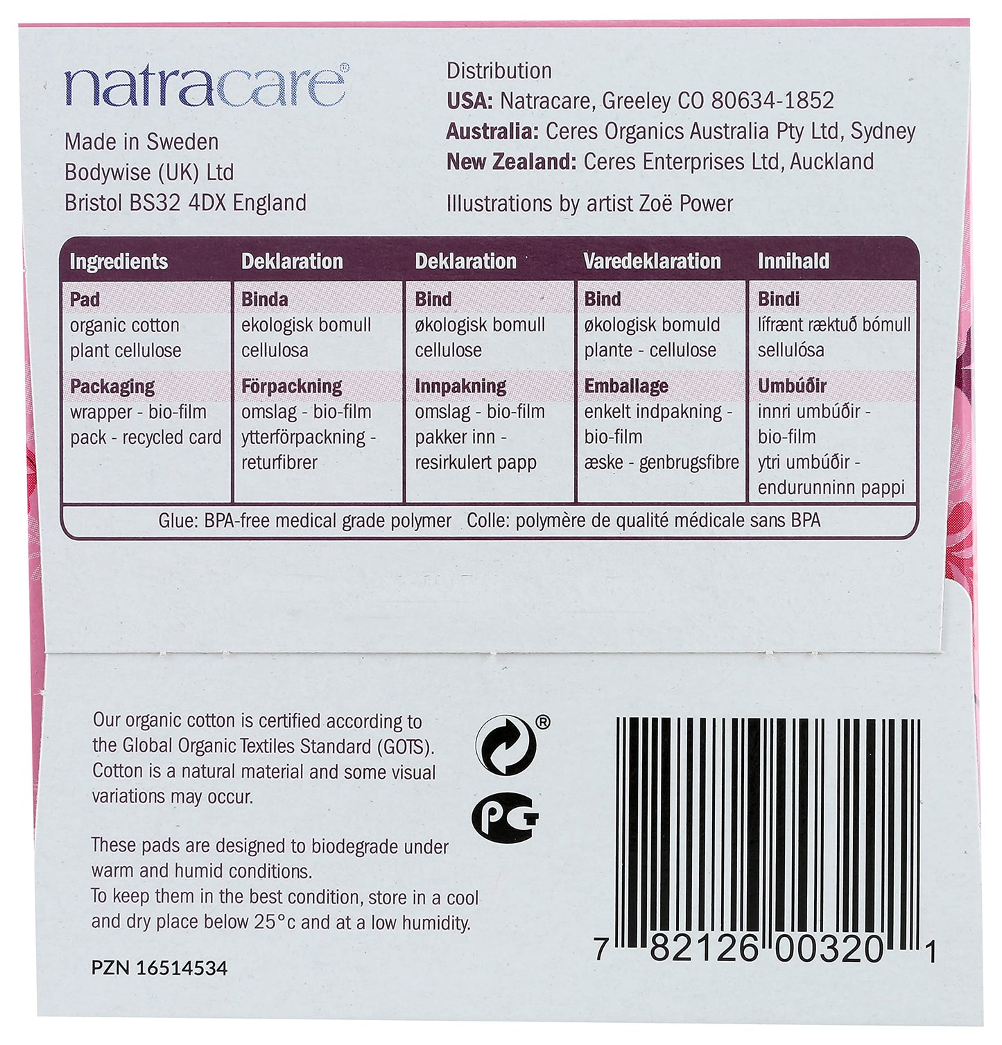 Natracare Ultra Extra Pads with Wings, Long, Individually Wrapped, Made with Certified Organic Cotton, Ecologically Certified Cellulose Pulp and Plant Starch (1 Pack, 8 Pads Total)
