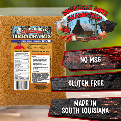 Southern Boyz Seasonings Jambalaya Mix With Rice, 8 Ounce Bag (No MSG, Gluten-Free Blend - Makes 4-6 Servings)