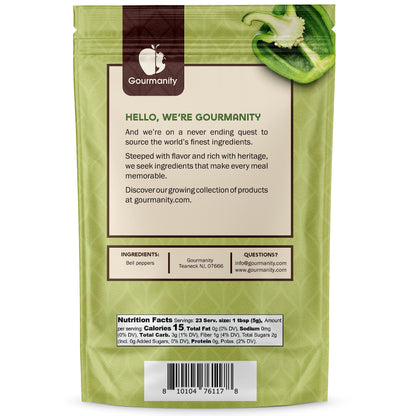Gourmanity Dried Green Bell Peppers, Flavorful Diced Peppers Fresh and Appetizing, Perfect for Ramen Bae Ramen Toppings Soups Stir-Frys and Stews, All Natural, Packed in a Resealable Bag 4 oz