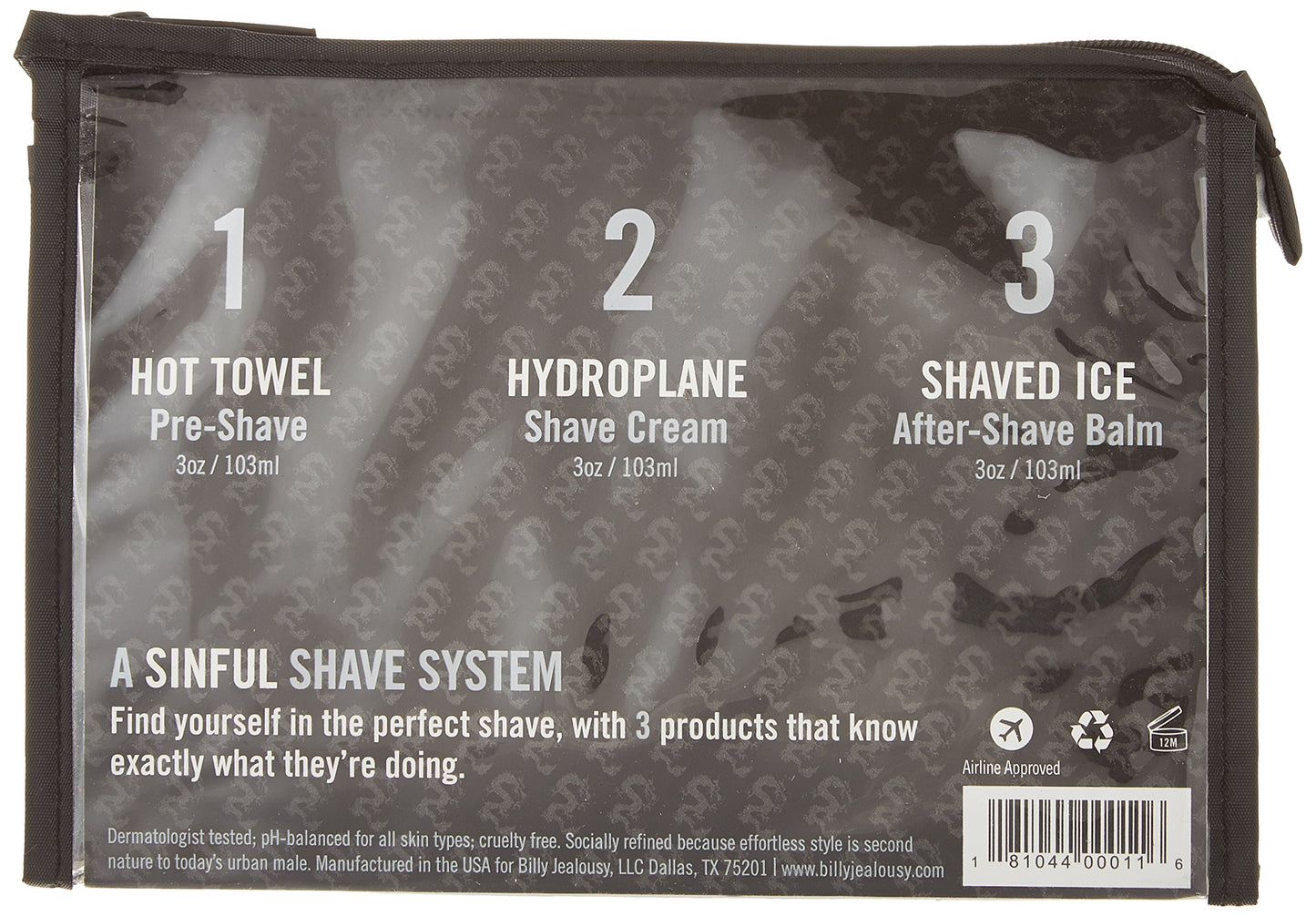 Billy Jealousy Shave3some Travel-Size Trio Shaving Kit for Men with Heating Pre-Shave, Super Slick Shave Cream and Cooling After-Shave, Citrus Scent, 3 Fl Oz Each