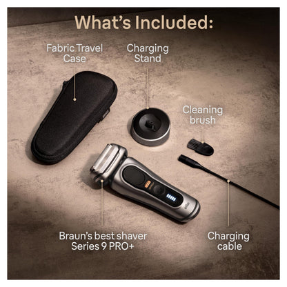 Braun Series 9 PRO+ Electric Razor for Men, 5 Pro Shave Elements & Precision Long Hair Trimmer, 6in1 SmartCare Center, Wet & Dry Electric Shaver for Smooth Skin with 60min Battery Runtime, 9517s