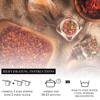 Gourmanity Dried Red Bell Peppers, Flavorful Diced Peppers, Fresh and Appetizing, Perfect for Ramen Bae Ramen Toppings Soups Stir-Frys and Stews, All Natural, Resealable 4oz Bag.