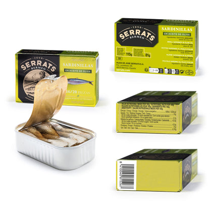 Baby Sardines in Olive Oil - 16/20 units, 1 tin x 4.1 oz