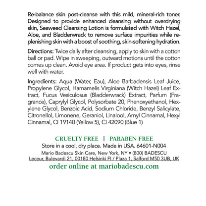Mario Badescu Seaweed Cleansing Lotion for Combination, Dry and Sensitive Skin |Facial Toner that Clarifies and Replenishes |Formulated with Witch Hazel & Bladderwrack Extract