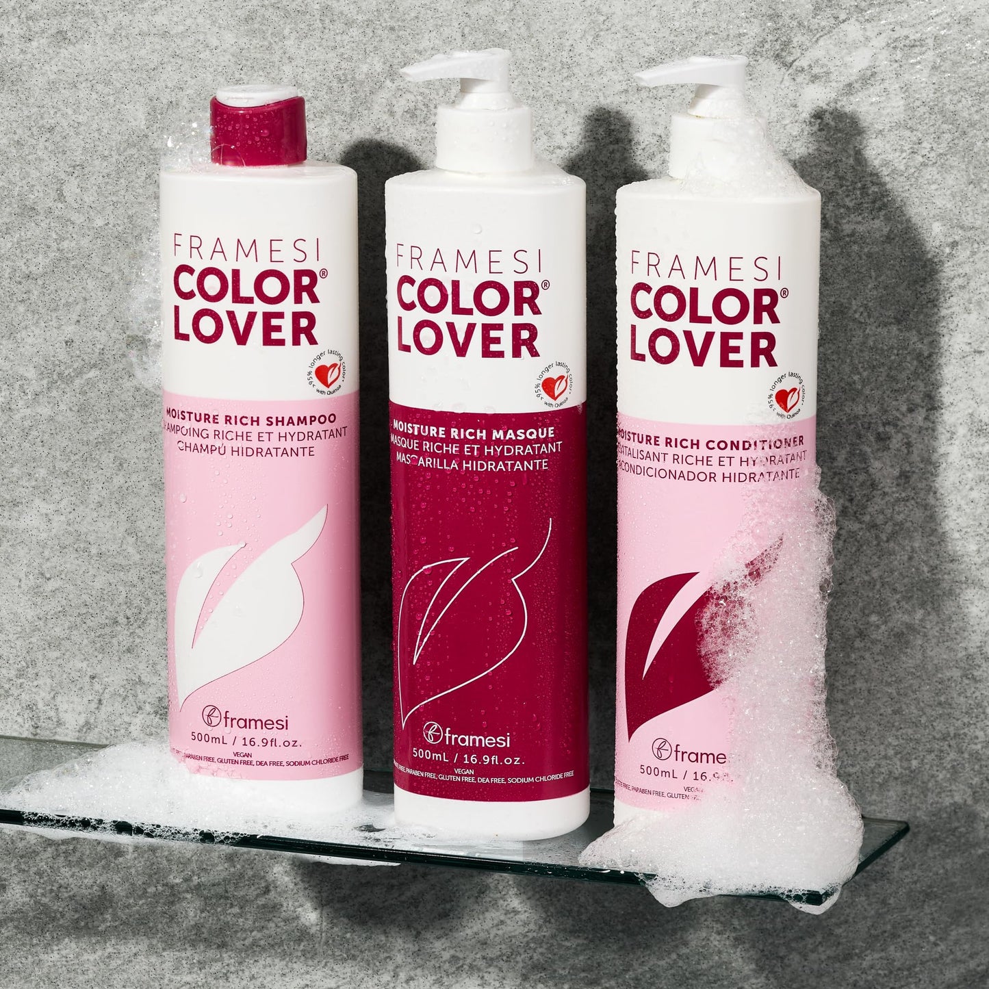 Framesi Color Lover Moisture Rich Conditioner, Sulfate Free Conditioner with Coconut Oil and Quinoa, Color Treated Hair