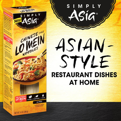 Simply Asia Lo Mein Noodles, Chinese Style, No MSG, For Cold Noodle Soups, Vegetable Lo Mei, Chicken Lo Mein & Stir-Fries, 14 oz