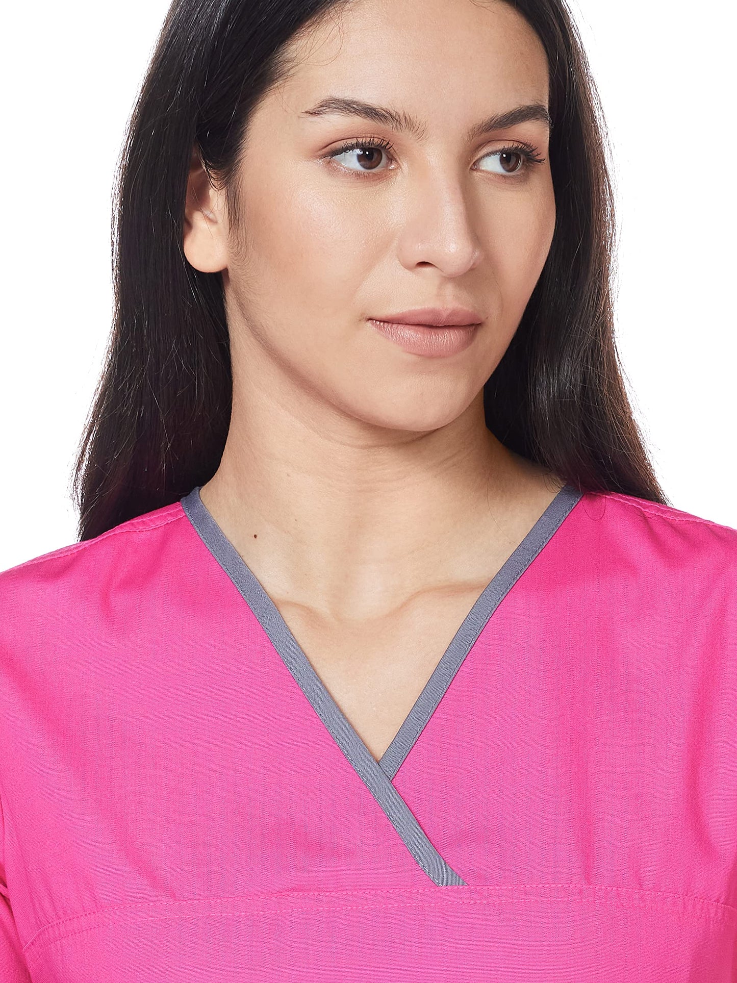 WonderWink Women's Scrubs Charlie 5 Pocket Y-Neck Wrap Top, Hot Pink, XX-Large