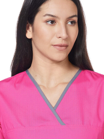 WonderWink Women's Scrubs Charlie 5 Pocket Y-Neck Wrap Top, Hot Pink, XX-Large