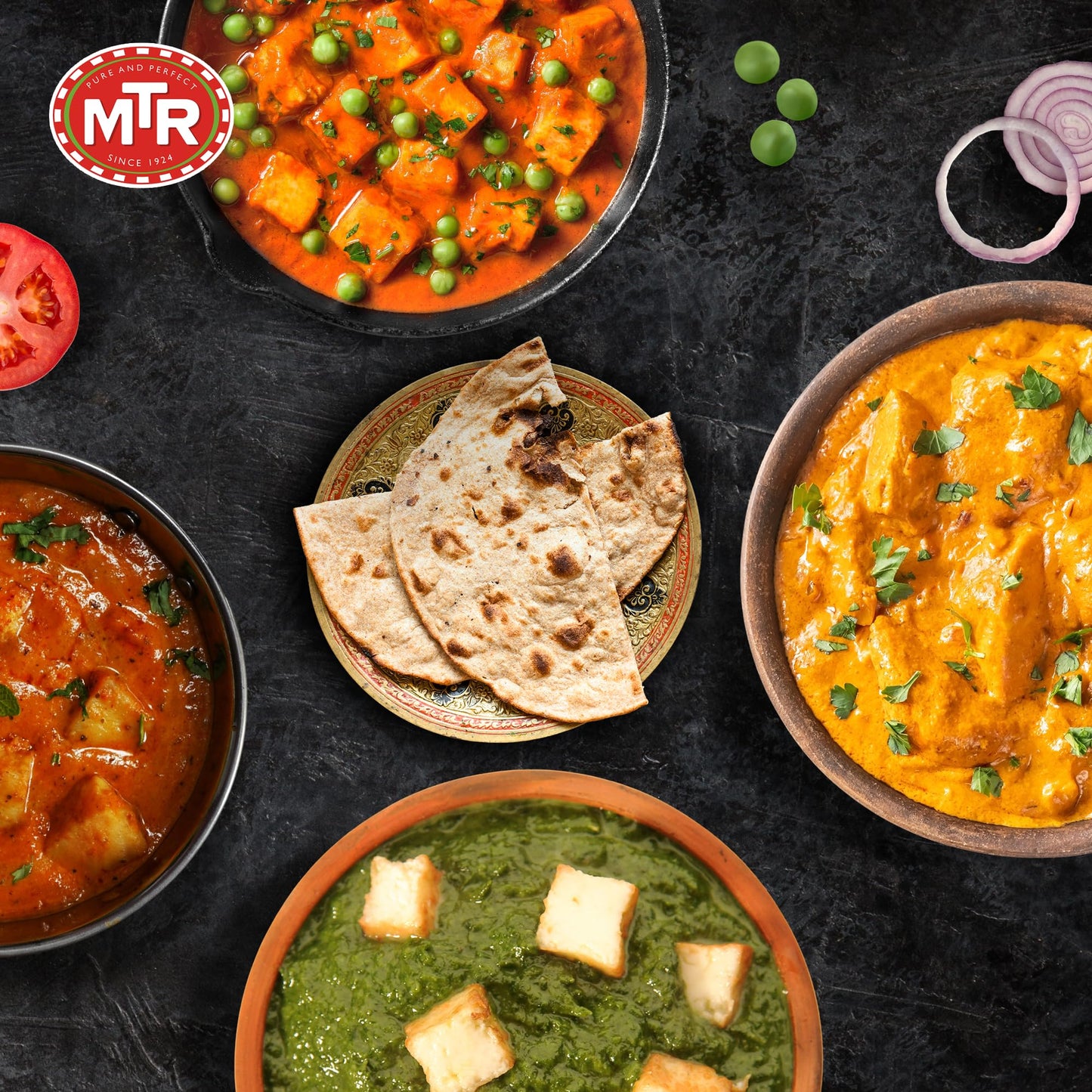 MTR Ready-To-Eat: Exotic Paneer Mix - Assorted Pack of 4 (Mutter Paneer, Palak Paneer, Paneer Makhani, Paneer Tikka Masala) - Authentic Indian Food with No Added Preservatives - Suitable for Vegetarians