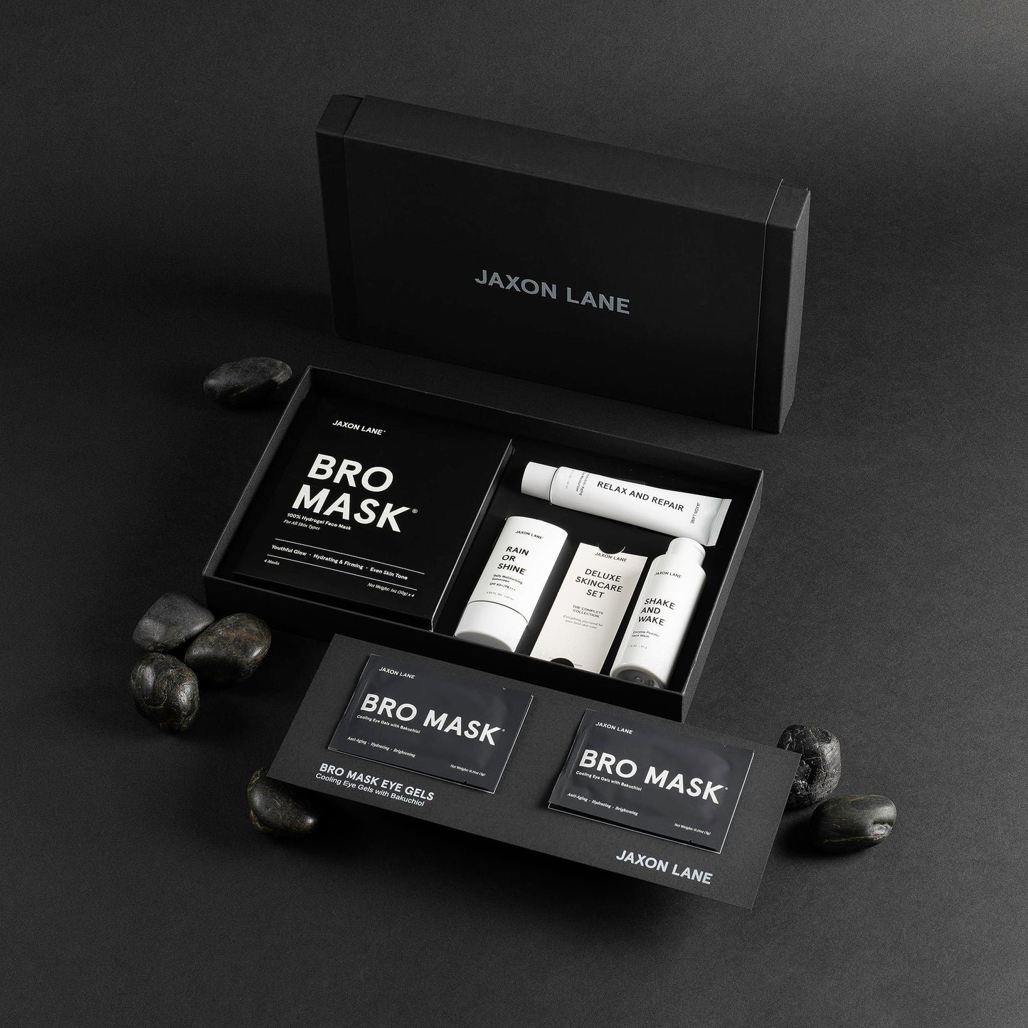 Mens Skin Care Kit 5 Piece Deluxe Facial Skincare Routine Gift Set, Anti Aging Korean Skin Care for Men: Enzyme Powder Face Wash, Moisturizer, SPF 50 Sunscreen, Bro Mask Sheet Masks, Under Eye Patches