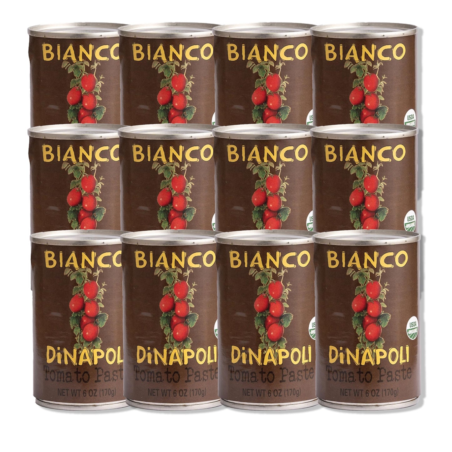 Bianco DiNapoli Organic Tomato Paste, 6 Oz (Pack of 12), Vine Ripened California Grown Tomatoes, Canned Tomato Paste for Soups, Sauces, Pasta and More