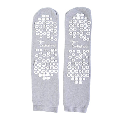 Cardinal Health™ Terry in Double Tread Patient Safety Slippers, Gray, X-Large, Case of 48 Pairs