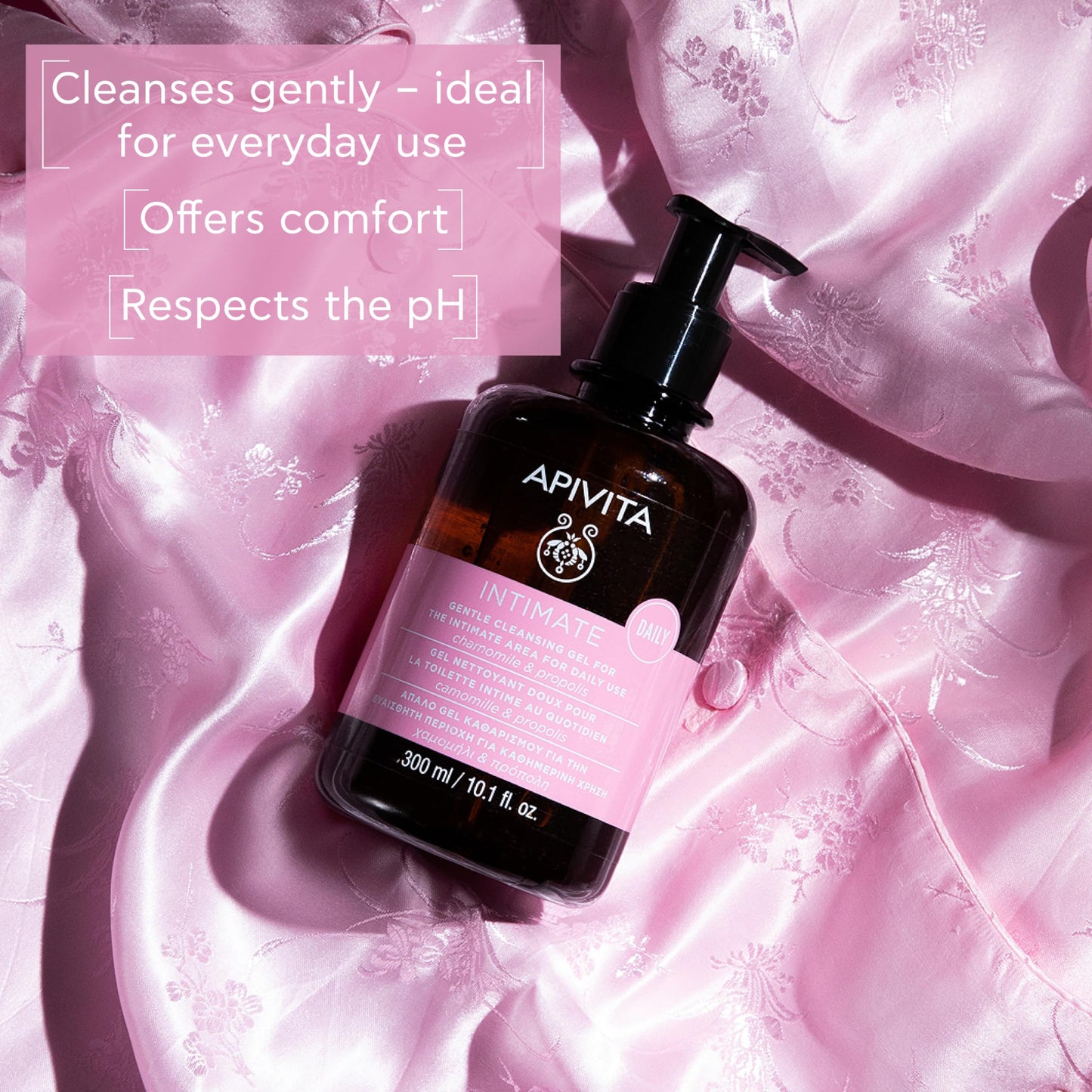 APIVITA Intimate Feminine Wash | pH-Balancing Gentle Creamy Cleanser, 300 mL / 10.1 oz