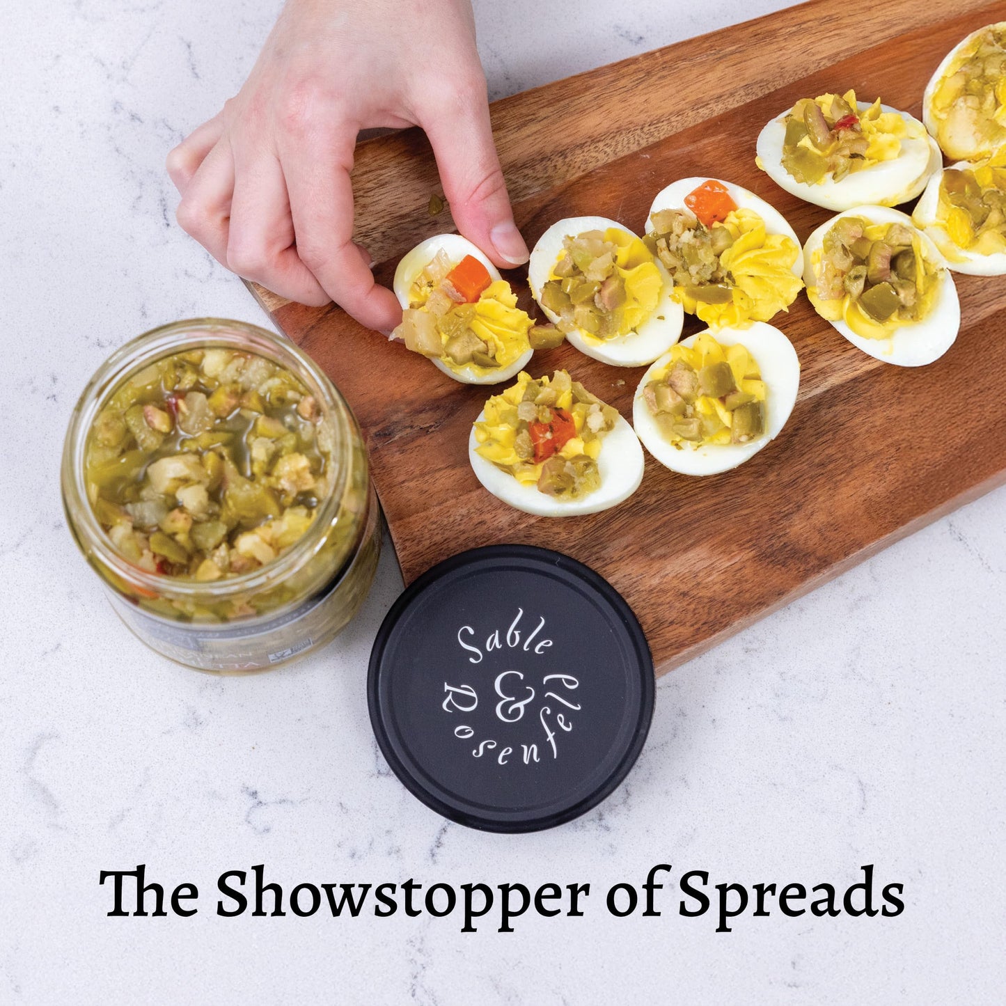 Sable & Rosenfeld Mediterranean Olive Bruschetta in a Jar 16 oz (Pack of 1), Classic Olive Spread with Sweet Peppers and Capers, Non-GMO, Gluten-Free