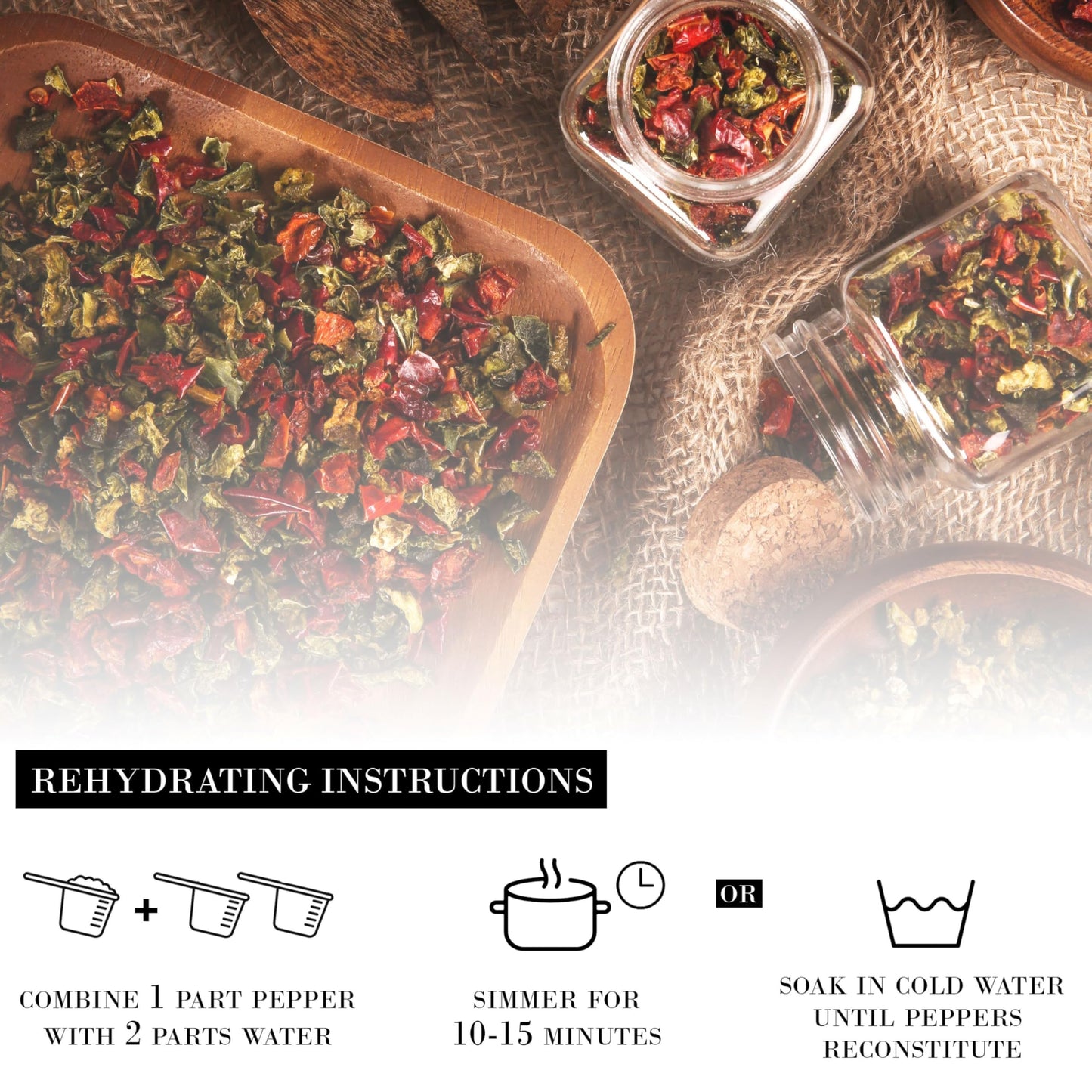 Gourmanity Dried Red and Green Bell Peppers Mix, 32oz Flavorful Diced Peppers Fresh and Appetizing, Perfect for Ramen Toppings Soups Stir-Frys and Stews, All Natural, Packed in a Resealable Bag