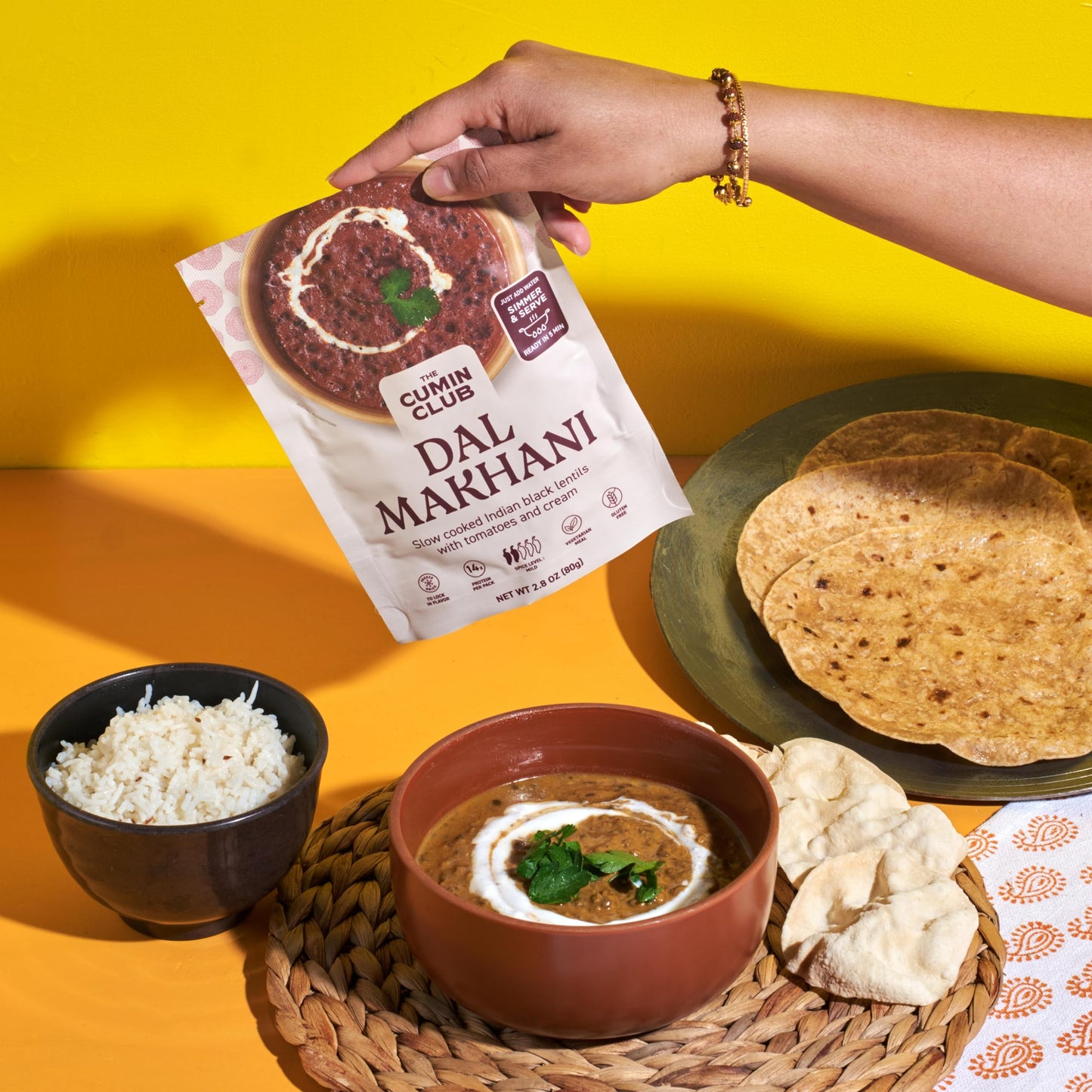 The Cumin Club Indian Meal Kit - Paneer Tikka Masala, Methi Matar Malai, Dal Makhani - Instant Meals Effortless Cooking & Wholesome Goodness - Ready to Eat Indian Food - Pack of 3