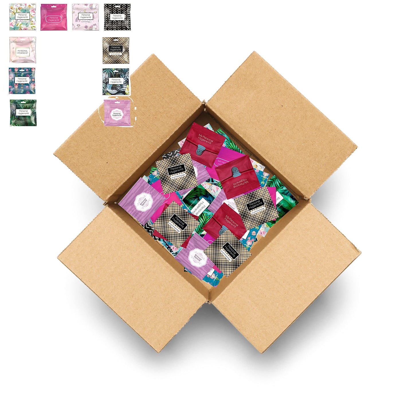 Assorted Menstrual Kit All-in-One 60 Pack | Convenience on The Go | Period Kit Pack for Travelling, Tweens & Teenagers or just When You’re Out | Individually Wrapped Feminine Hygiene Product