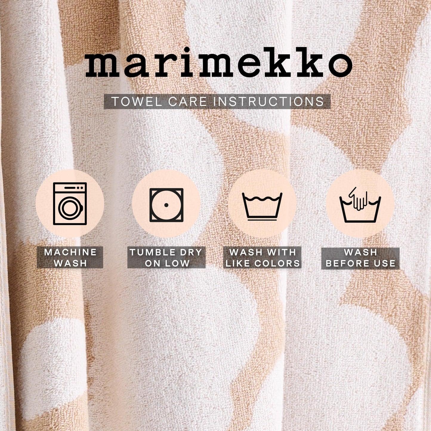 MARIMEKKO Unikko Terry Cotton Washcloth Floral Patterned Washcloths - Red, 12 in x 12 in