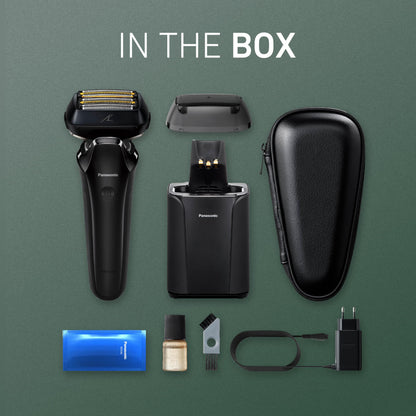 Panasonic ARC6 Electric Razor for Men Face, Wet/Dry Shavers for Men with Foil Shaver, Premium Automatic Cleaning and Charging Station, Ultra-Fast 6-Blade & Pop-up Trimmer - ES-LS9A-K (Black)