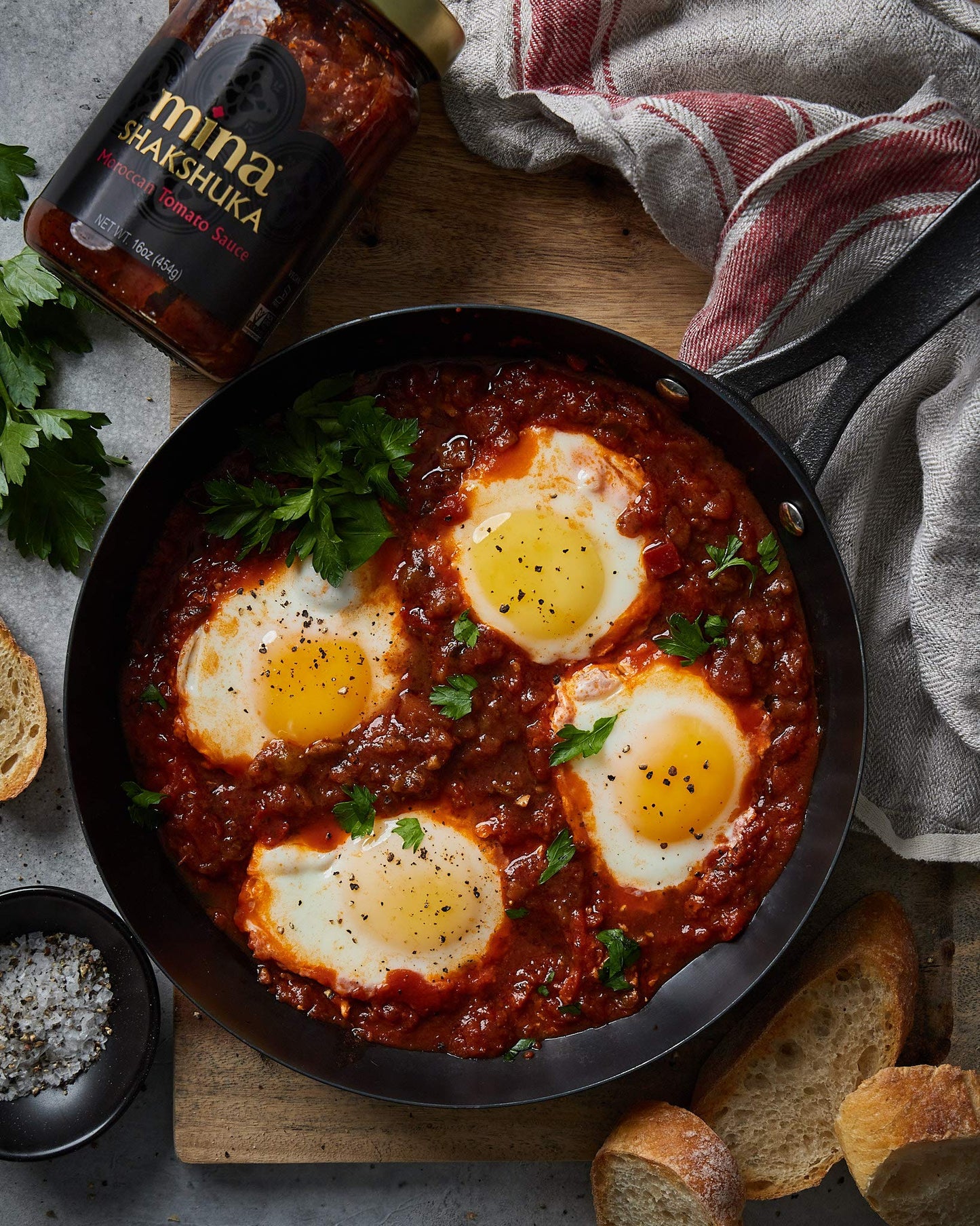 Mina Shakshuka Sauce, Moroccan Tomato Sauce, 16 Oz Sugar Free Sauce, Keto Friendly, Perfect to Use as Pasta Sauce and Simmer Sauce, Delicious with Eggs, Pizza, Sandwiches, and More