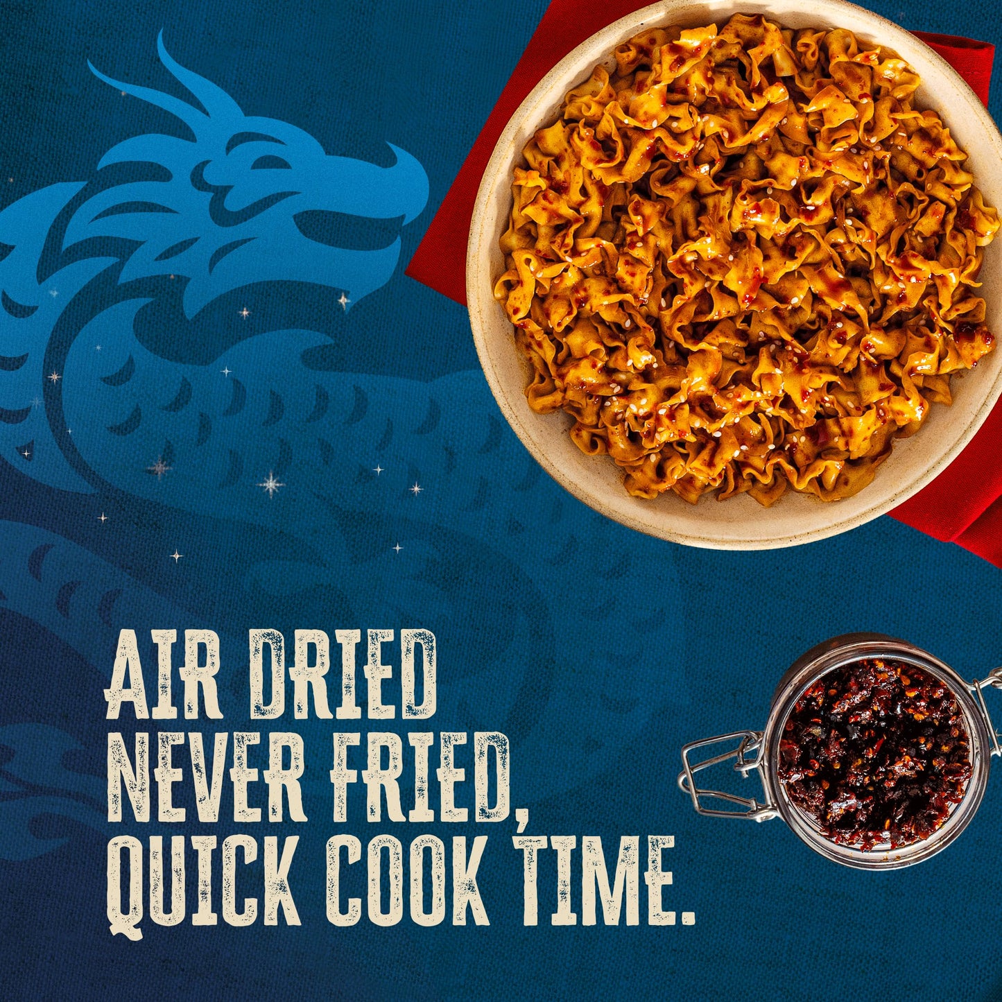 Blue Dragon Chili Crisp Saucy Noodles - 4.2oz (Pack of 3) - Knife Cut Thick Noodles w/Spicy Chili Crisp Sauce & Sesame Seed Garnish - Quick & Easy Meal w/Bold Spicy Asian Flavors - Vegetarian Friendly