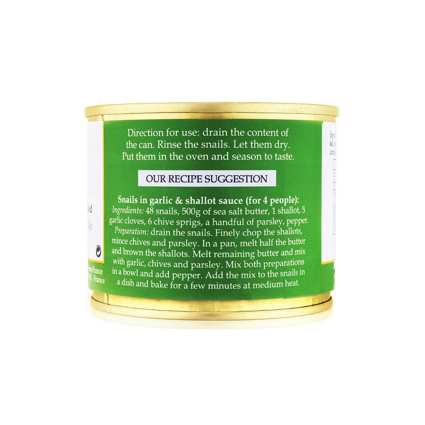 Straight from France Genuinely French, French Helix Lucorum Canned Escargots Snails, Keto & Paleo Friendly, 2 Dozen