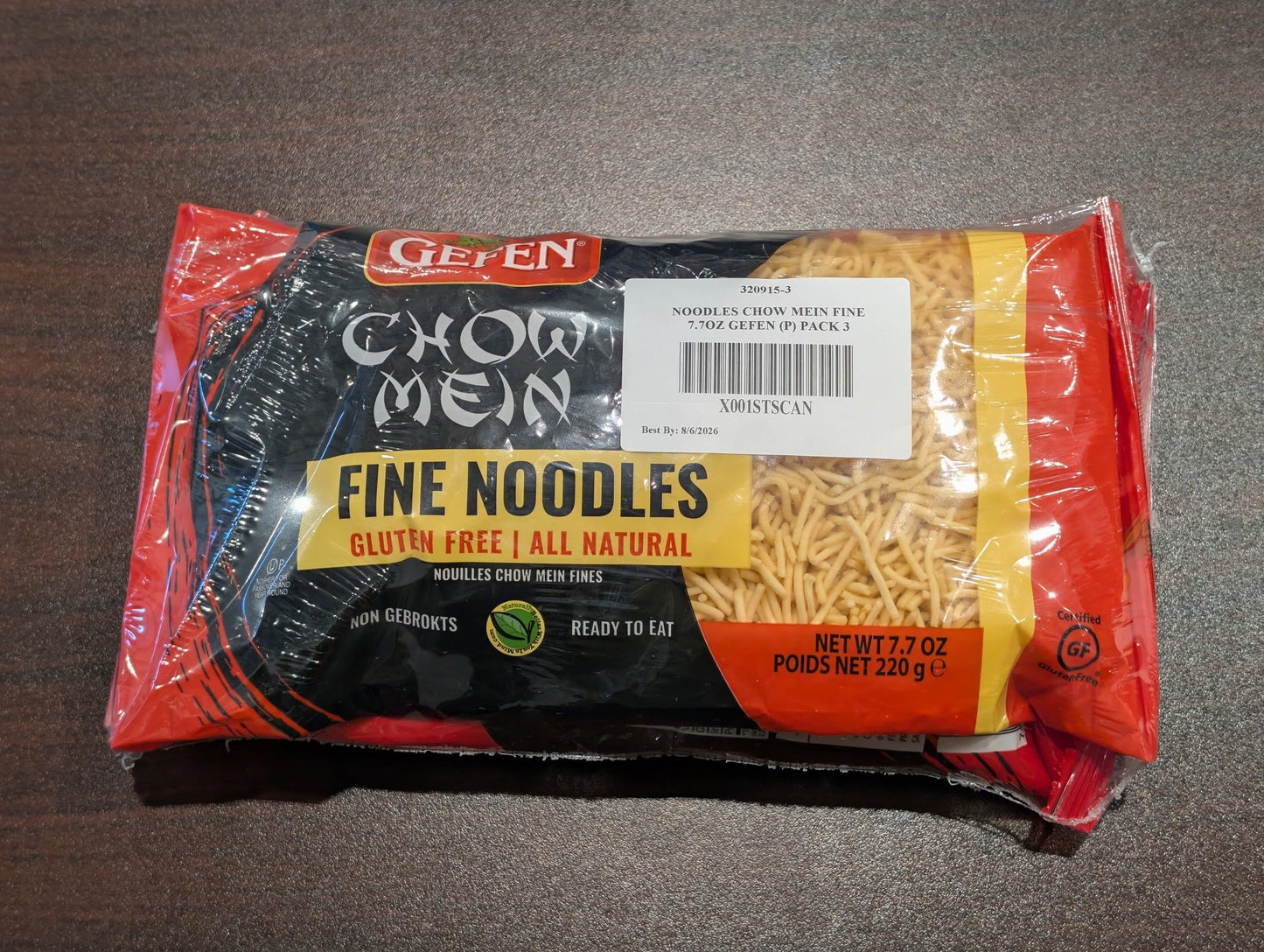 Gefen Gluten Free Chow Mein Fine Noodles, 8oz (3 Pack) Ready To Eat, All Natural, Thin & Crisp, Best By: 8/6/2026