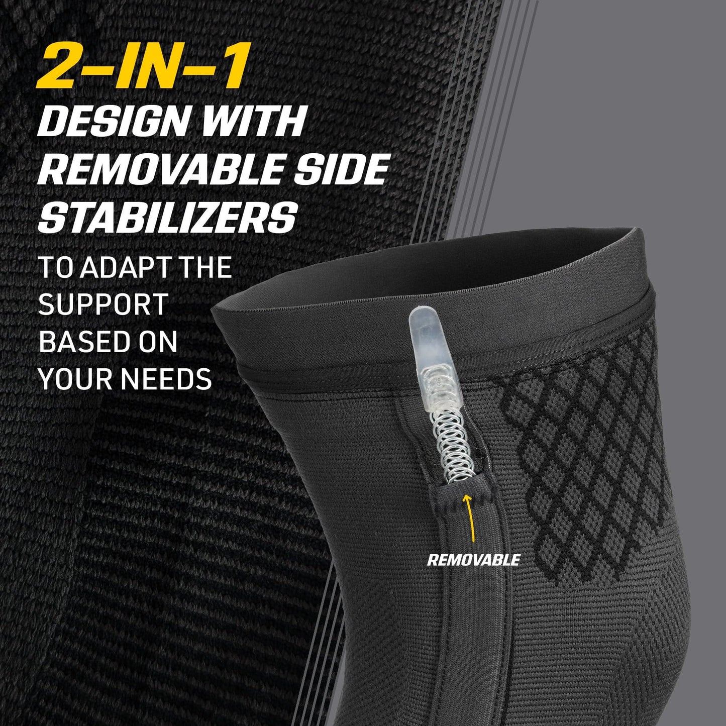 FUTURO Premium Compression Knee Sleeve with Stabilizers, Removable Stabilizers, Advanced Customizable Compression Sleeve, for Mild Arthritis, Swelling, Soreness, Sprains, and Strains, Large