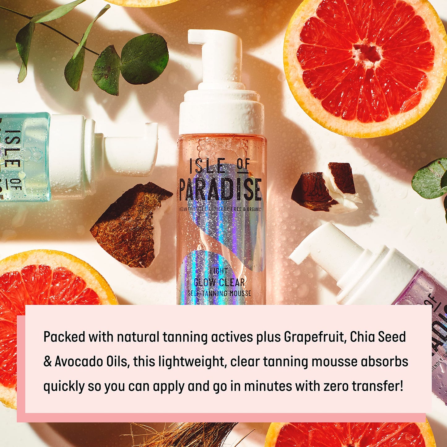 Isle of Paradise Glow Clear Self Tanning Mousse - Color Correcting Tanning Foam, Vegan and Cruelty Free, 6.76 Fl Oz