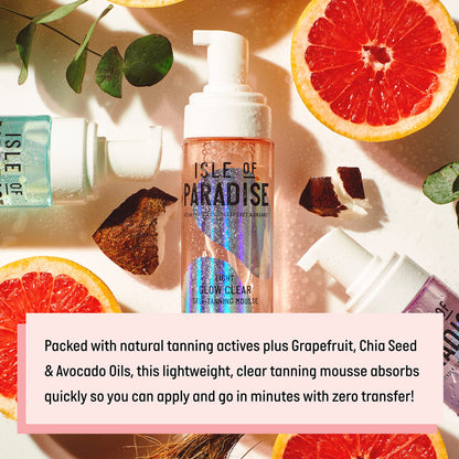 Isle of Paradise Glow Clear Self Tanning Mousse - Color Correcting Tanning Foam, Vegan and Cruelty Free, 6.76 Fl Oz