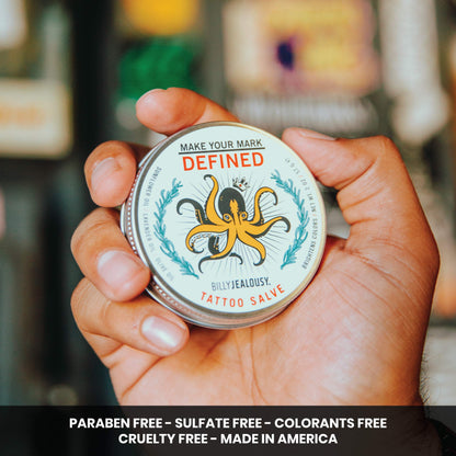Billy Jealousy Make Your Mark Defined Tattoo Salve, Tattoo Aftercare with Vitamin E and Soybean & Lavender Oils, Protects, Deeply Nourishes, and Enhances Vibrancy, 2 oz