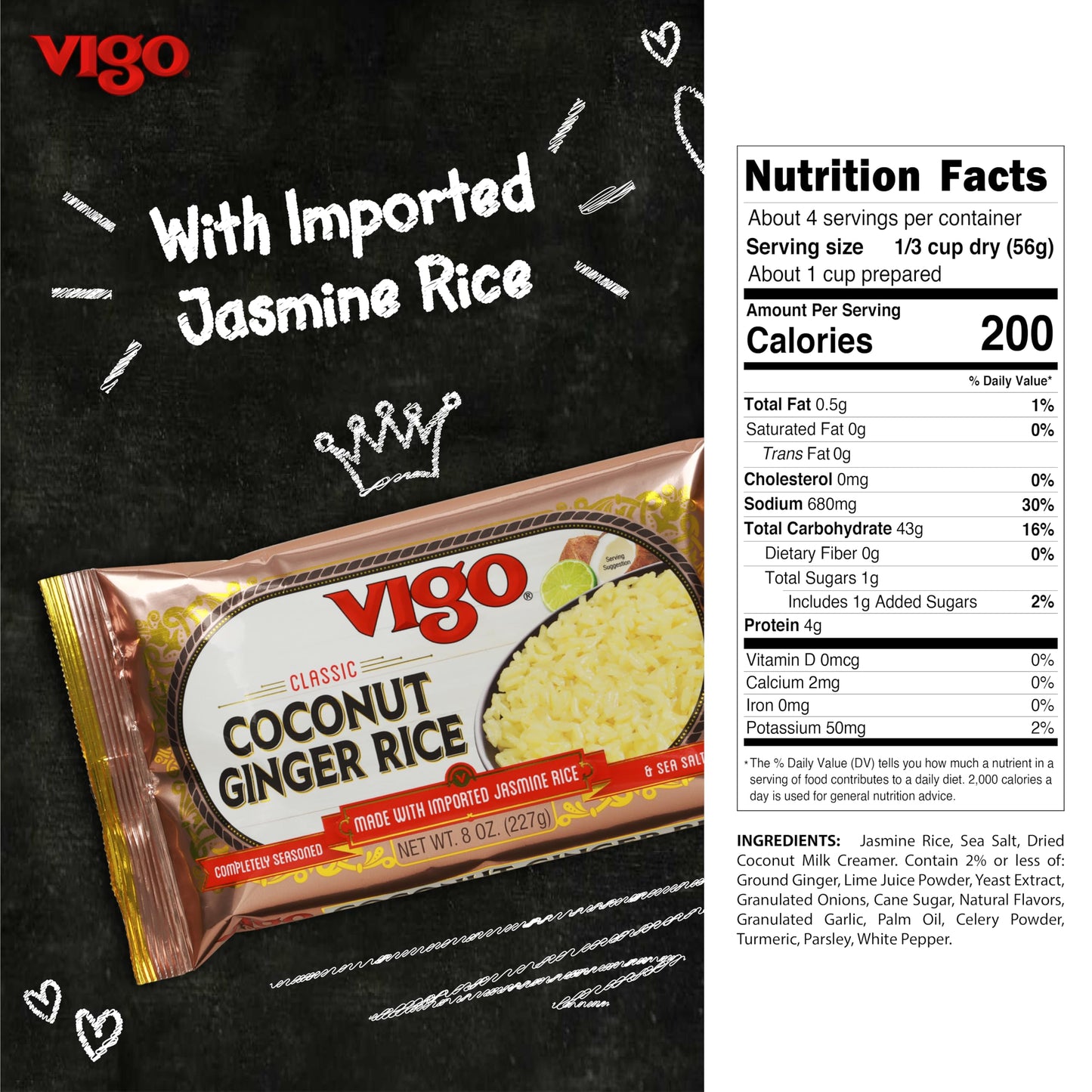 Vigo Authentic Coconut Ginger Rice, Imported Jasmine (Coconut Ginger, 8 Ounce (Pack of 12))