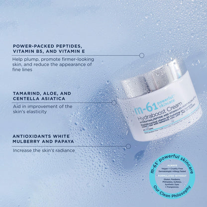 m-61 Hydraboost Cream | Ultra-Nourishing, Moisturizing Face Cream To Plump, Hydrate, And Repair. With Vitamin B5, Vitamin E, Hyaluronic Acid, and Peptides. For All Skin Types - 1.7 Fl Oz