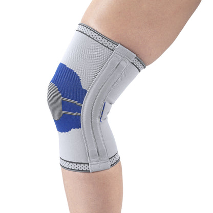 Champion Elastic Knee Support Compression Sleeve, with Flexible Stays, Gray (Side Stays), X-Large